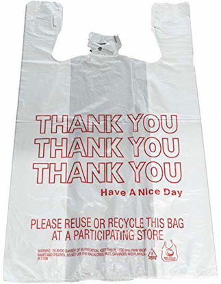 Picture of Reli. Thank You T-Shirt Bags (350 Count), Plastic - Bulk Shopping Bags, Restaurant Bag - T-Shirt Plastic Bags in Bulk - (11.5" x 6.5" x 21") White/Thank You