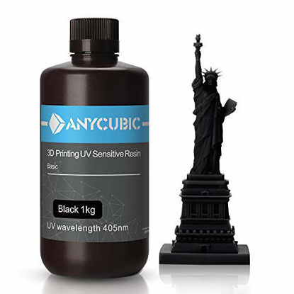 Picture of ANYCUBIC 3D Printer Resin, 405nm SLA UV-Curing Resin with High Precision and Quick Curing & Excellent Fluidity for LCD 3D Printing - 1KG/Black