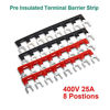 Picture of 8pcs (4 Sets) 8 Positions Dual Row 600V 25A Screw Terminal Strip Blocks with Cover + 400V 25A 8 Positions Pre-Insulated Terminals Barrier Strip (Black & Red) by MILAPEAK
