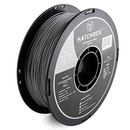 Picture of HATCHBOX PLA 3D Printer Filament, Dimensional Accuracy +/- 0.03 mm, 1 kg Spool, 1.75 mm, Silver