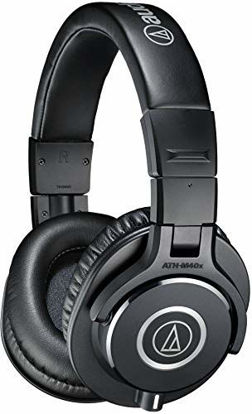 Picture of Audio-Technica ATH-M40x Professional Studio Monitor Headphone, Black, with Cutting Edge Engineering, 90 Degree Swiveling Earcups, Pro-grade Earpads/Headband, Detachable Cables Included