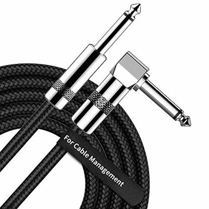 Picture of Guitar Cable 10FT Right Angle 1/4 Inch TS to Straight 1/4 Inch TS Electric Guitar and Bass Audio Cord Professional Instrument Cable for Electric Guitar, Bass, Keyboard, Amplifier, Pro Audio