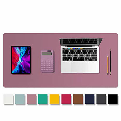Picture of Leather Desk Pad Protector,Mouse Pad,Office Desk Mat,Non-Slip PU Leather Desk Blotter,Laptop Desk Pad,Waterproof Desk Writing Pad for Office and Home (Dark Pink,36" x 17")