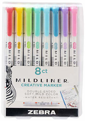 Picture of Zebra Pen Mildliner Double Ended Highlighter Set, Broad and Fine Point Tips, Assorted Ink Planner Colors, 8-Pack (78108)