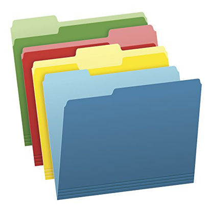 Picture of Pendaflex Two-Tone Color File Folders, Letter Size, Assorted Colors (Bright Green, Yellow, Red, Blue), 1/3-Cut Tabs, Assorted, 36 Pack (03086), 4-Color