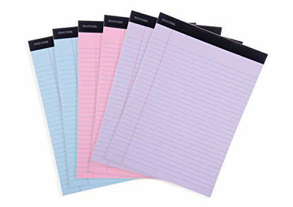 Picture of Mintra Office Legal Pads - ((BASIC PASTEL 6pk, 8.5in x 11in, WIDE RULED)) - 50 Sheets per Notepad, Micro perforated Writing Pad, Notebook Paper for School, College, Office, Business