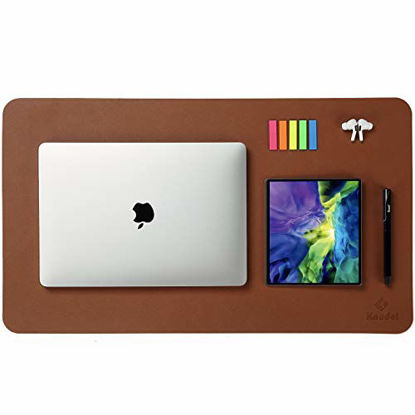 Picture of Knodel Desk Pad, Office Desk Mat, 23.6" x 13.8" PU Leather Desk Blotter, Laptop Desk Mat, Waterproof Desk Writing Pad for Office and Home, Dual-Sided (Brown)