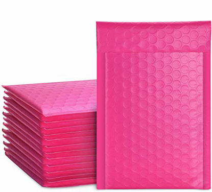 Picture of Metronic 50Pcs Poly Bubble Mailers, 4X8 Inch Padded Envelopes Bulk #000, Bubble Lined Wrap Polymailer Bags for Shipping/Packaging/Mailing Self Seal -Pink