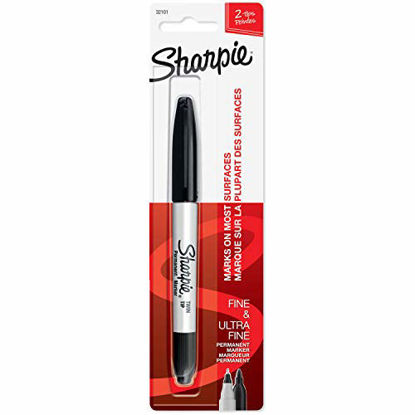 Picture of Sharpie Twin Tip Fine Point and Ultra Fine Point Permanent Markers, 1 Black Marker(32101PP)