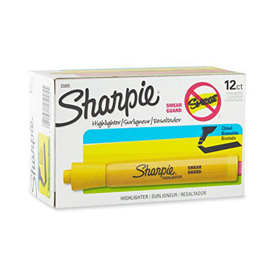 Picture of Sharpie 25005 Accent Tank Highlighters, Chisel Tip, Yellow, 12-Count
