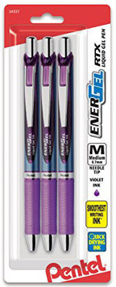 Picture of Pentel EnerGel Deluxe RTX Needle Retractable Gel Ink Pens, Medium, Violet, 3 Pack (BLN77BP3V)