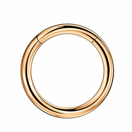 Picture of FANSING 18mm Piercing Earrings for Women Men Thick Rose Gold Plated Hoop Earrings 8 Gauge Ear Lobe Rings Hoop 8G Jewelry 316L Surgical Steel Hinged Clicker