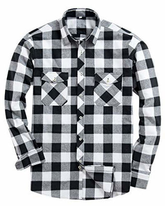 Picture of Alimens & Gentle Men's Button Down Regular Fit Long Sleeve Plaid Flannel Casual Shirts Color: White, Size: XXXX-Large