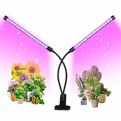 Picture of Grow Light, Ankace 40W Dual Head Timing 36 LED 5 Dimmable Levels Plant Grow Lights for Indoor Plants with Red Blue Spectrum, Adjustable Gooseneck, 3 6 12H Timer, 3 Switch Modes