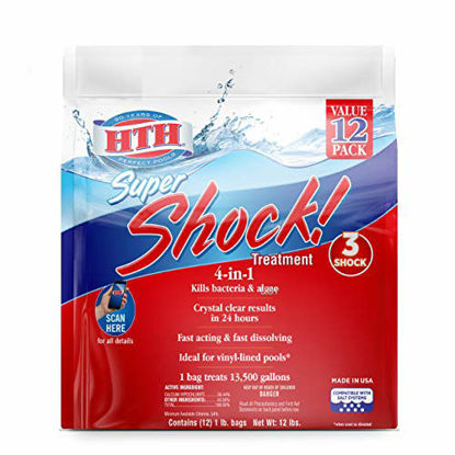 Picture of HTH 52026 Super Shock Treatment Swimming Pool Chlorine Cleaner, 1 lb (Pack of 12)
