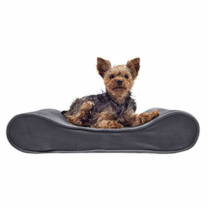 Picture of Furhaven Pet Dog Bed - Orthopedic Micro Velvet Ergonomic Luxe Lounger Cradle Mattress Contour Pet Bed with Removable Cover for Dogs and Cats, Gray, Small