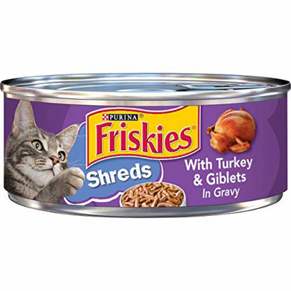Picture of Purina Friskies Gravy Wet Cat Food, Shreds With Turkey & Giblets in Gravy - (24) 5.5 oz. Cans