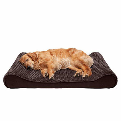 Picture of Furhaven Pet Dog Bed - Orthopedic Ultra Plush Faux Fur Ergonomic Luxe Lounger Cradle Mattress Contour Pet Bed with Removable Cover for Dogs and Cats, Chocolate, Jumbo