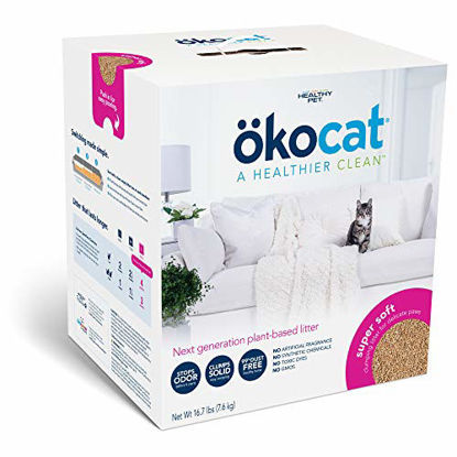 Picture of ökocat Super-Soft Natural Wood Clumping Cat Litter with Odor Control, Large,16.7 lbs
