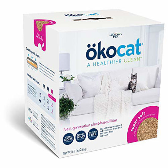 Picture of ökocat Super-Soft Natural Wood Clumping Cat Litter with Odor Control, Large,16.7 lbs