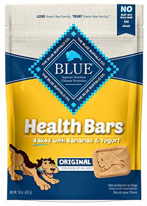 Picture of Blue Buffalo Health Bars Natural Crunchy Dog Treats Biscuits Banana & Yogurt 16-oz bag