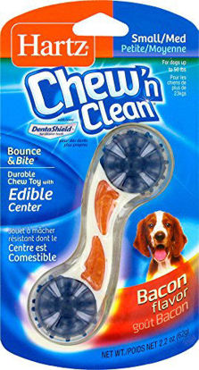 Picture of Hartz Chew 'n Clean Bounce & Bite Bacon Flavored Dental Dog Chew Toy and Treat - Small/Medium