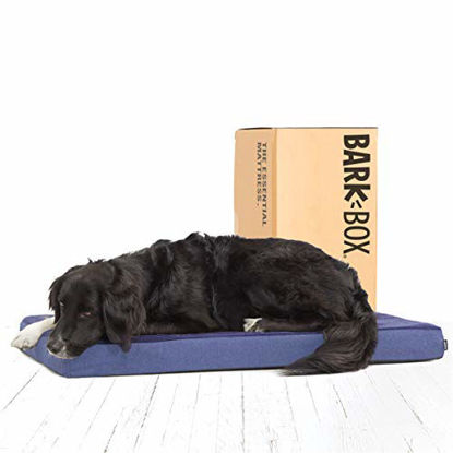 Picture of Barkbox Memory Foam Platform Dog Bed | Plush Mattress for Orthopedic Joint Relief | Machine Washable Cuddler with Removable Cover and Water-Resistant Lining | Includes Squeaker Toy (Large, Navy)