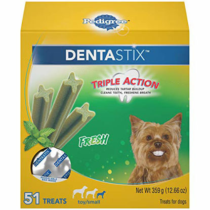 Picture of PEDIGREE DENTASTIX Dental Dog Treats for Toy/Small Dogs Fresh Flavor Dental Bones, 12.66 oz. Pack (51 Treats)