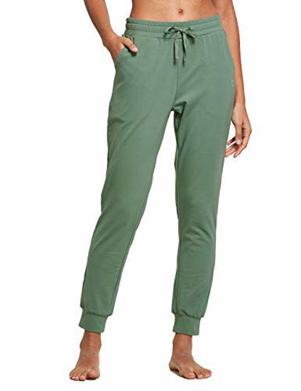 GetUSCart- BALEAF Women's Cotton Sweatpants Leisure Joggers Pants Tapered  Active Yoga Lounge Casual Travel Pants with Pockets Loden Frost Size L