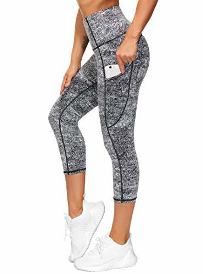 GetUSCart- THE GYM PEOPLE Thick High Waist Yoga Pants with Pockets, Tummy  Control Workout Running Yoga Leggings for Women (Large, Z-Capris Black &  White Jacquard)