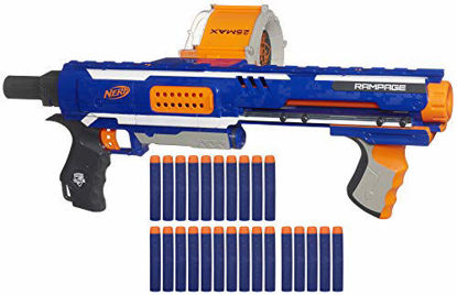 Picture of Nerf Rampage N-Strike Elite Toy Blaster with 25 Dart Drum Slam Fire & 25 Official Elite Foam Darts for Kids, Teens, & Adults (Amazon Exclusive)