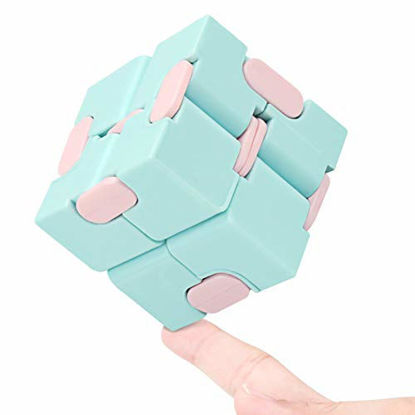 Picture of WUQID Infinity Cube Fidget Toy Stress Relieving Fidgeting Game for Kids and Adults,Cute Mini Unique Gadget for Anxiety Relief and Kill Time (Macaron Blue)