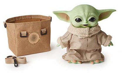 Picture of STAR WARS The Child Plush Toy, 11-in Yoda Baby Figure from The Mandalorian, Collectible Stuffed Character with Carrying Satchel for Movie Fans Ages 3 and Older