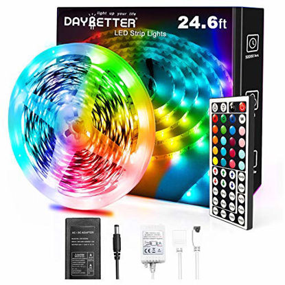 Picture of Daybetter 5050 RGB Infrared Remote Control Color Changing 24.6ft Led Strip Lights
