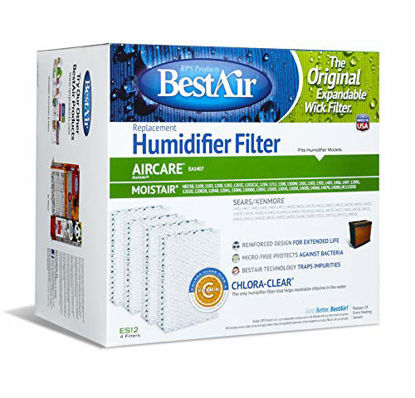 Picture of BestAir ES12-2 Extended Life Humidifier Replacement Paper Wick Humidifier Filter, For Emerson, Quiet Comfort & Kenmore Models, 10" x 9.4" x 6.5", Single Pack (4 Filters)
