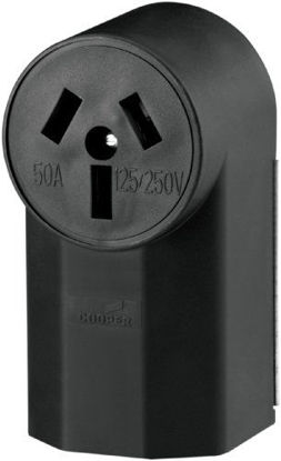 Picture of Eaton WD112 50-Amp 125-Volts 2-Pole 3-Wire Surface Mount Range Power Receptacle, Black