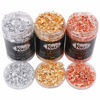 Picture of KINNO Gilding Resin Flakes Set with Tweezers and Brush - Color 2.5 Imitation Gold, Silver, Color 0 Real Copper, 3 Bottles Metallic Foil Flakes for Painting Arts and Crafts,Nail Art