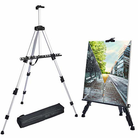 Silver Portable Bag for Floor/Table-Top Drawing and Displaying T-SIGN 66 Inch Artist Easel Stand Upgrade Art Paint Easle Aluminum Metal Tripod Display 17 to 66 Inch Adjustable Height 