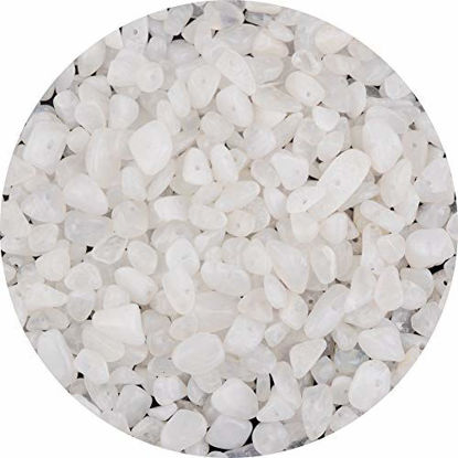 Picture of Natural Chip Stone Beads Alabaster 5-8mm About 400 Pieces Irregular Gemstones Healing Crystal Loose Rocks Bead Hole Drilled DIY for Bracelet Jewelry Making Crafting (5-8mm, Alabaster)