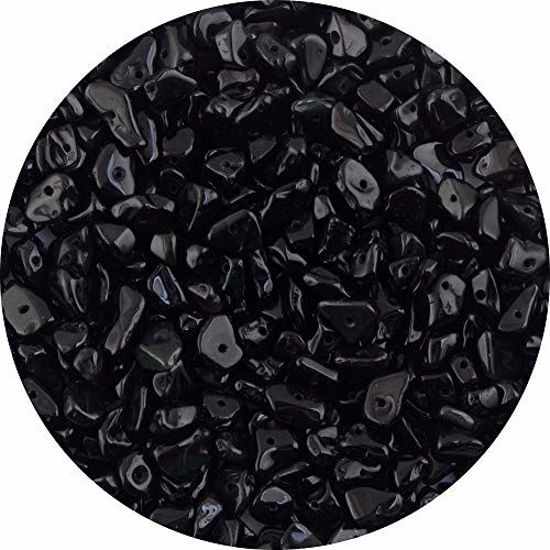 Picture of Natural Chip Stone Beads Black Obsidian Onyx 5-8mm About 400pieces Irregular Gemstones Healing Crystal Loose Bead Hole Drilled DIY for Bracelet Jewelry Making Crafting (5-8mm, Black Obsidian Onyx)