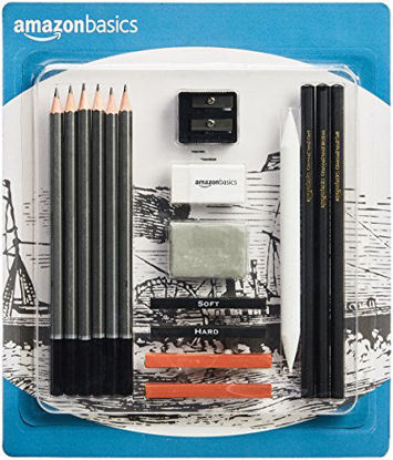 Picture of Amazon Basics Sketch and Drawing Art Pencil Kit - 17-Piece Set