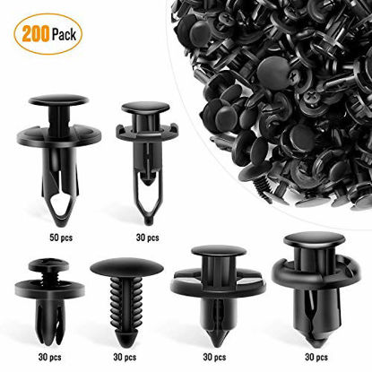 Picture of GOOACC Universal Plastic Fender Clips,200 Pcs Push Bumper Fastener Rivet Clips with 6 Size Auto Body Retainer Clips Bumpers,Car Fender Replacement for GM, Ford & Ch