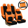 Picture of FH Group FB030ORANGE-COMBO Seat Cover Combo Set with Steering Wheel Cover and Seat Belt Pad (Airbag Compatible and Split Bench Orange)