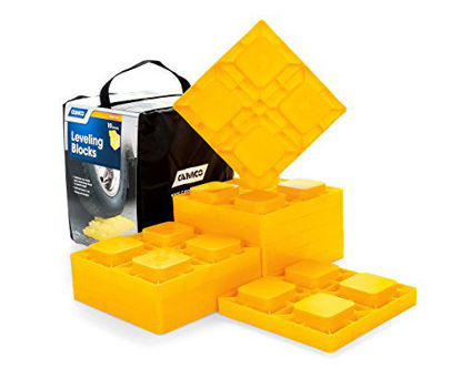 Picture of Camco 44510 Heavy Duty Leveling Blocks, Ideal for Leveling Single and Dual Wheels, Hydraulic Jacks, Tongue Jacks and Tandem Axles (10 Pack, Frustration-Free Packaging)