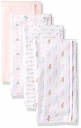 Picture of Luvable Friends Unisex Baby Cotton Flannel Burp Cloths, Girl Feathers, One Size