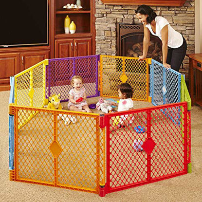 Picture of Toddleroo by North States Superyard Colorplay 8 Panel Baby Play Yard: Safe play area anywhere. Folds up with carrying strap for easy travel. Freestanding. 34.4 sq. ft. enclosure (26" Tall, Multicolor)