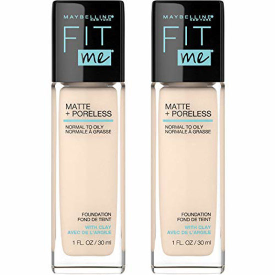 Picture of Maybelline Fit Me Matte + Poreless Liquid Foundation Makeup, Porcelain, 2 COUNT Oil-Free Foundation