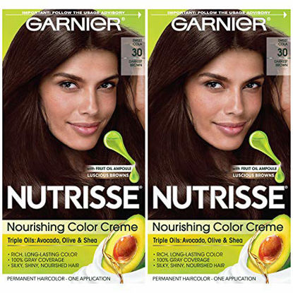 Picture of Garnier Hair Color Nutrisse Nourishing Creme, 30 Darkest Brown (Sweet Cola), 2 Count