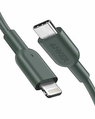 Picture of Anker USB C to Lightning Cable [6ft MFi Certified] Powerline II for iPhone 12 Pro Max/12/11 Pro/X/XS/XR/8 Plus/AirPods Pro, Supports Power Delivery (Charger Not Included) (Green)