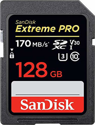Picture of SanDisk 128GB Extreme PRO SDXC UHS-I Card - C10, U3, V30, 4K UHD, SD Card - SDSDXXY-128G-GN4IN